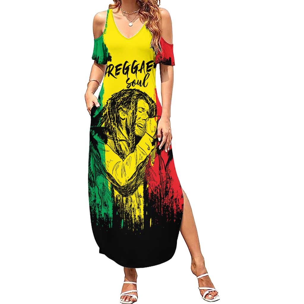 Reggae Soul B.Marley Personalized Family Matching Summer Maxi Dress and Hawaiian Shirt Tropical Grunge
