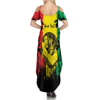 Reggae Soul B.Marley Personalized Family Matching Summer Maxi Dress and Hawaiian Shirt Tropical Grunge