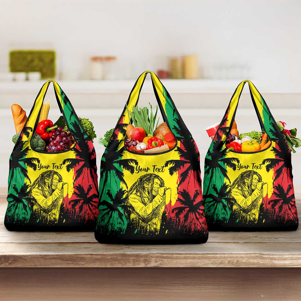Reggae Soul B.Marley Personalized Grocery Bag Tropical Grunge