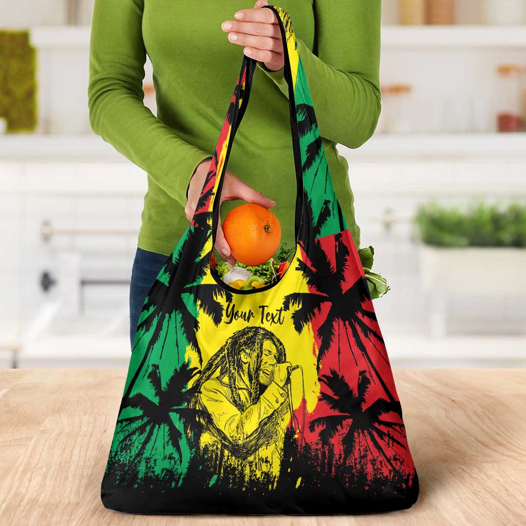 Reggae Soul B.Marley Personalized Grocery Bag Tropical Grunge