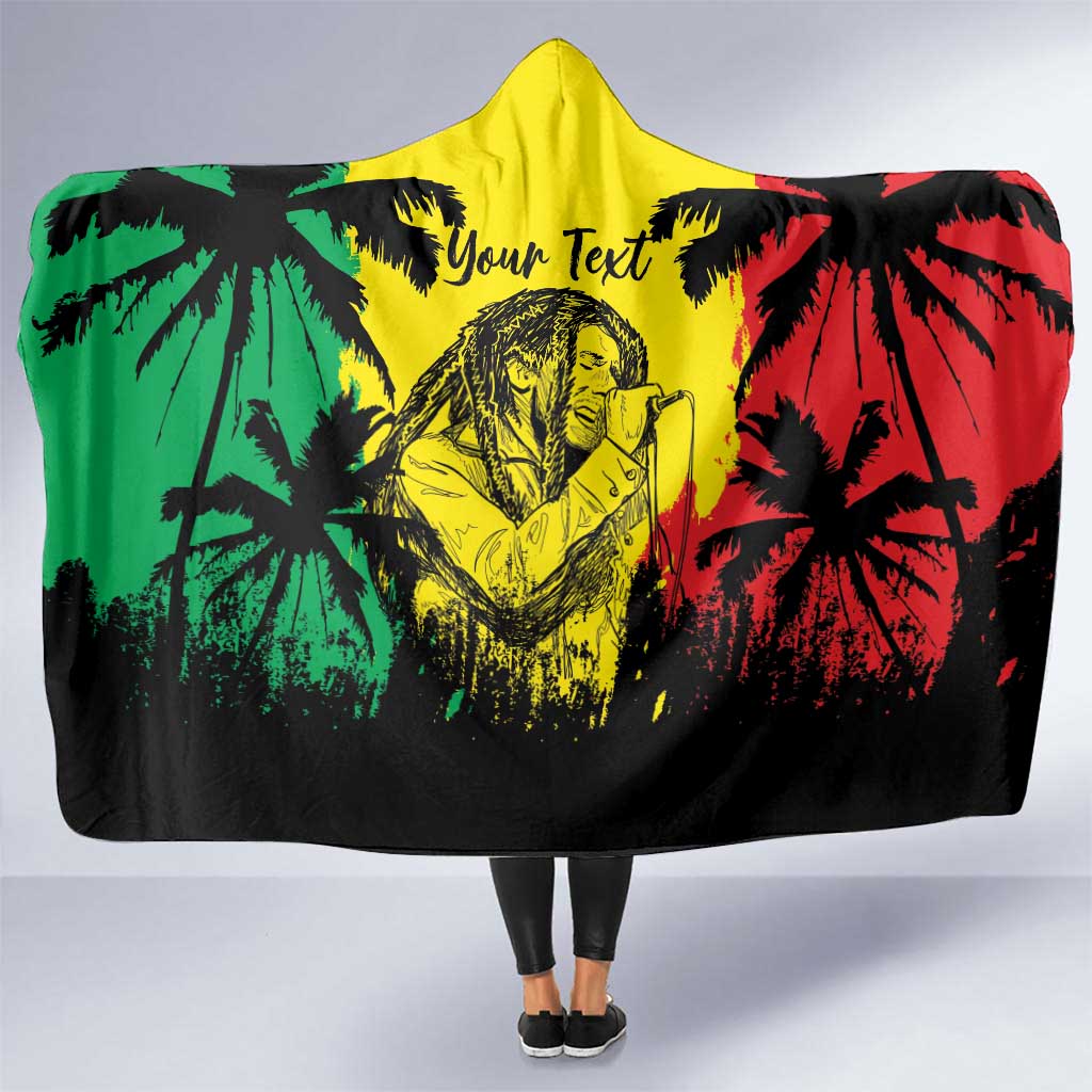 Reggae Soul B.Marley Personalized Hooded Blanket Tropical Grunge