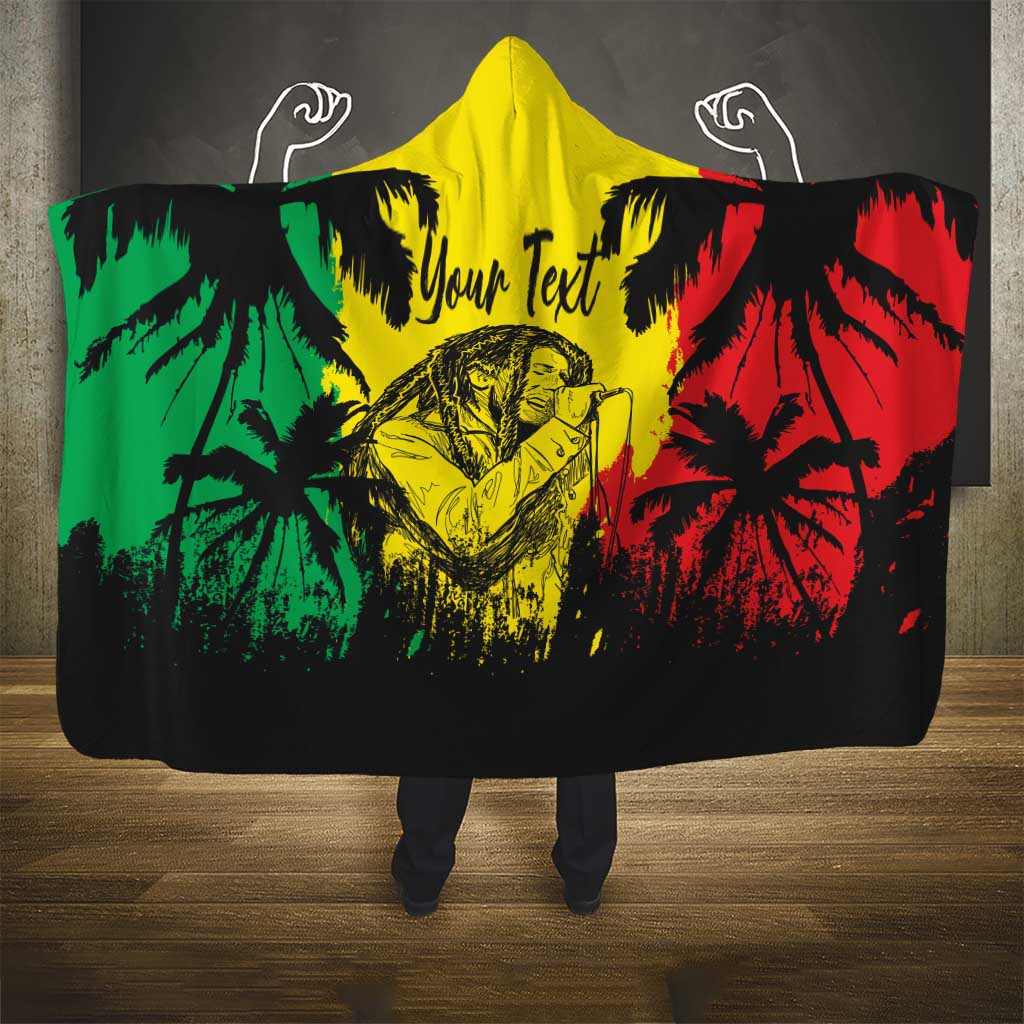 Reggae Soul B.Marley Personalized Hooded Blanket Tropical Grunge