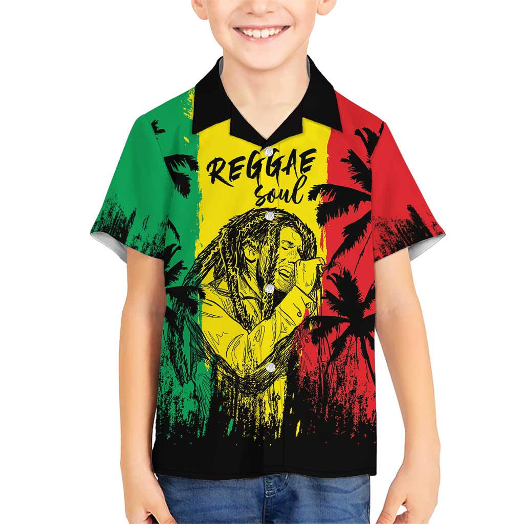 Reggae Soul B.Marley Personalized Kid Hawaiian Shirt Tropical Grunge