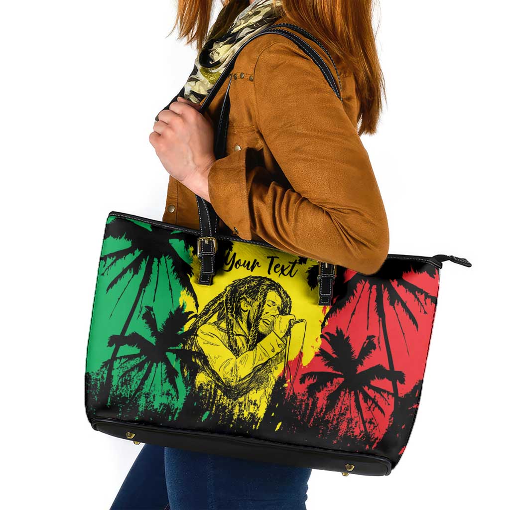 Reggae Soul B.Marley Personalized Leather Tote Bag Tropical Grunge