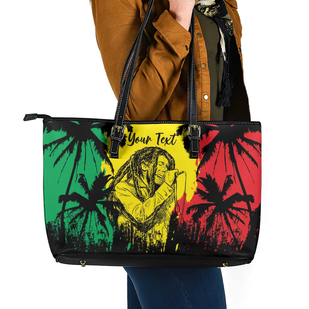 Reggae Soul B.Marley Personalized Leather Tote Bag Tropical Grunge