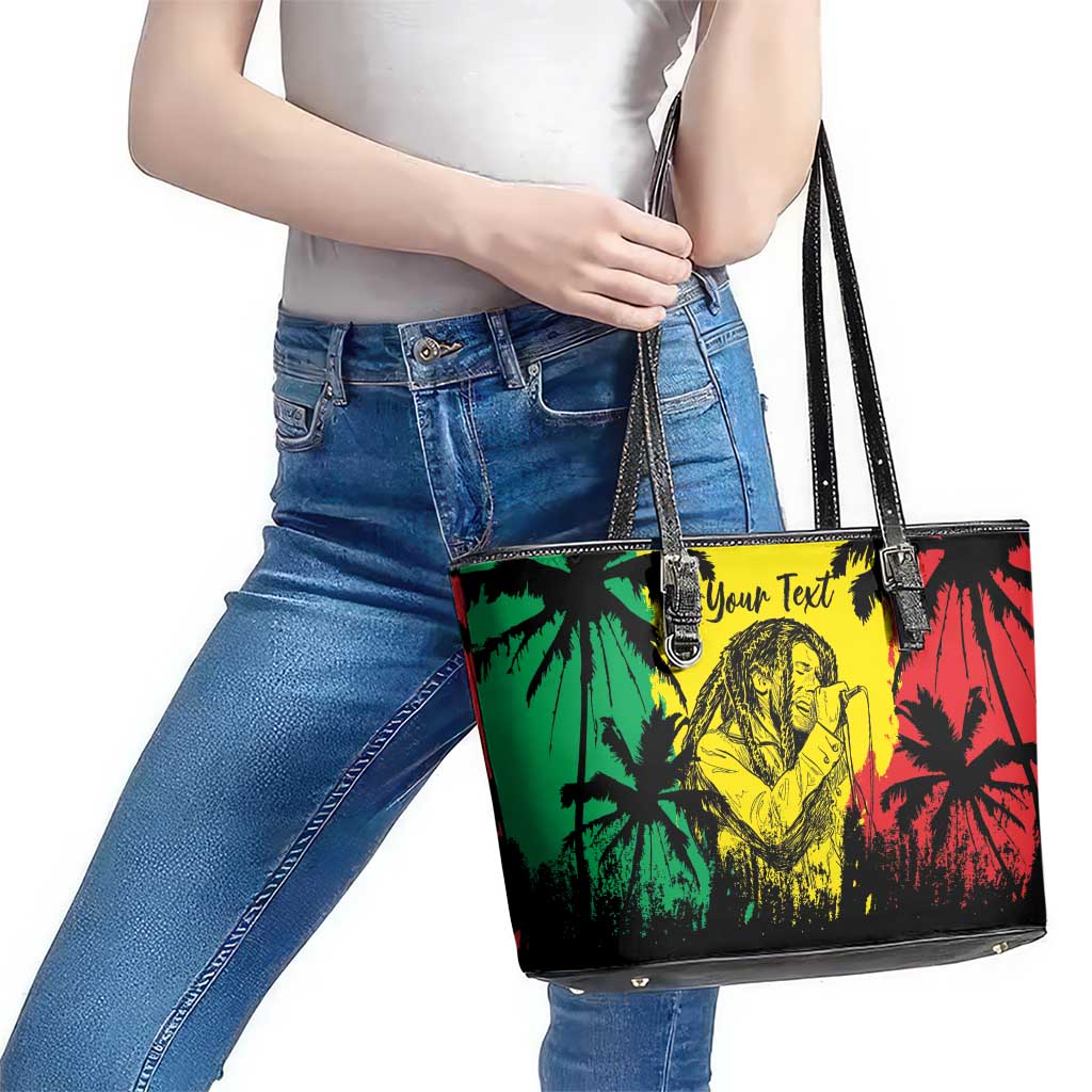 Reggae Soul B.Marley Personalized Leather Tote Bag Tropical Grunge