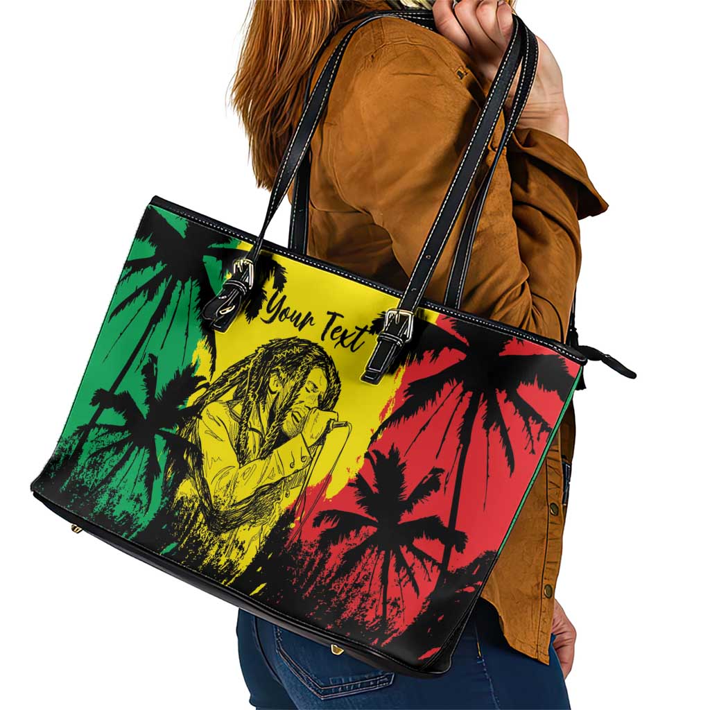 Reggae Soul B.Marley Personalized Leather Tote Bag Tropical Grunge