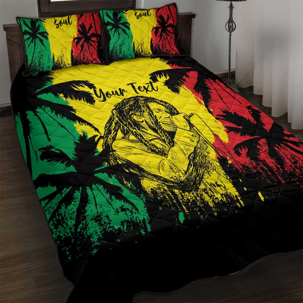 Reggae Soul B.Marley Personalized Quilt Bed Set Tropical Grunge