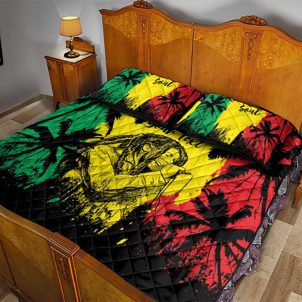 Reggae Soul B.Marley Personalized Quilt Bed Set Tropical Grunge