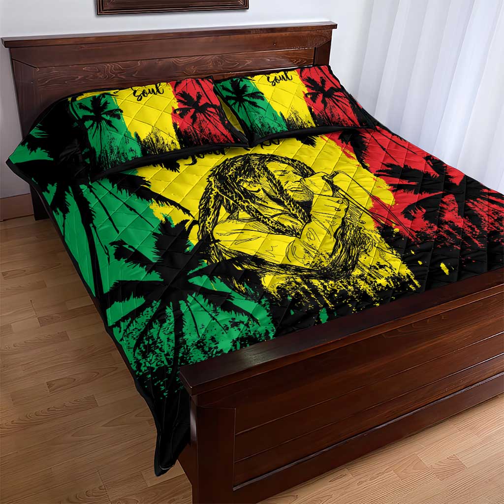 Reggae Soul B.Marley Personalized Quilt Bed Set Tropical Grunge