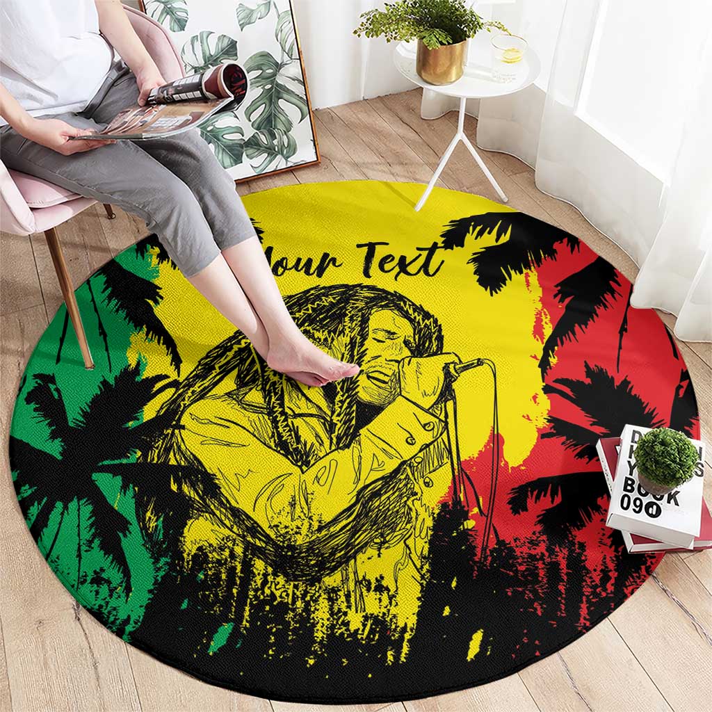 Reggae Soul B.Marley Personalized Round Carpet Tropical Grunge