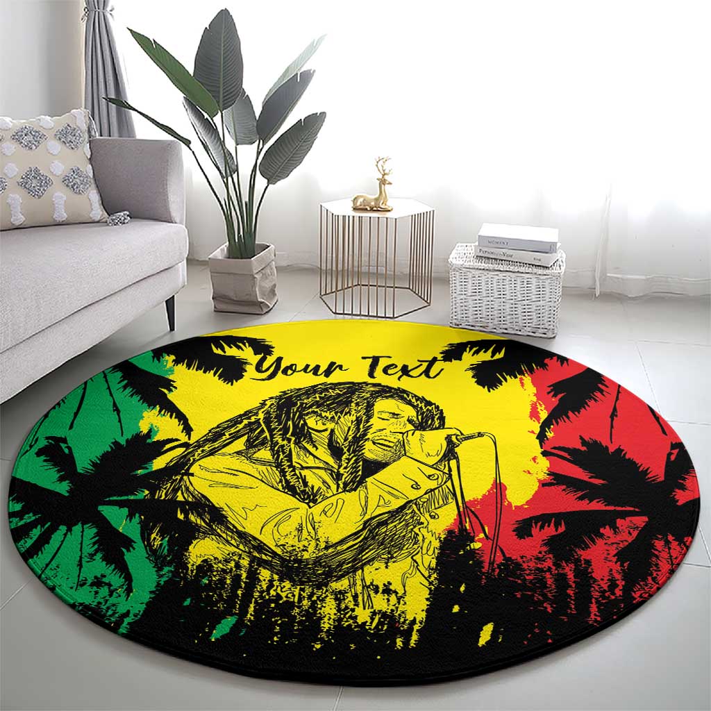 Reggae Soul B.Marley Personalized Round Carpet Tropical Grunge