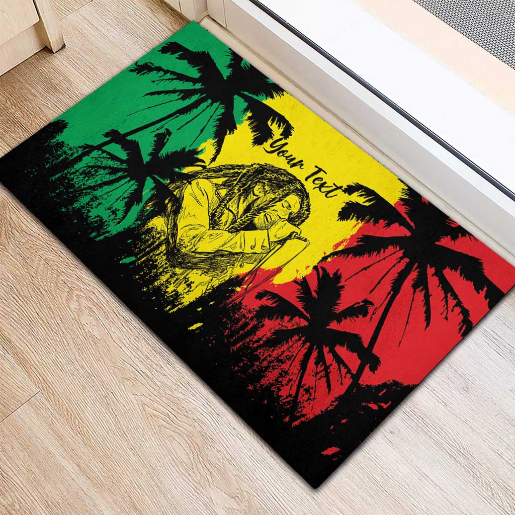 Reggae Soul B.Marley Personalized Rubber Doormat Tropical Grunge