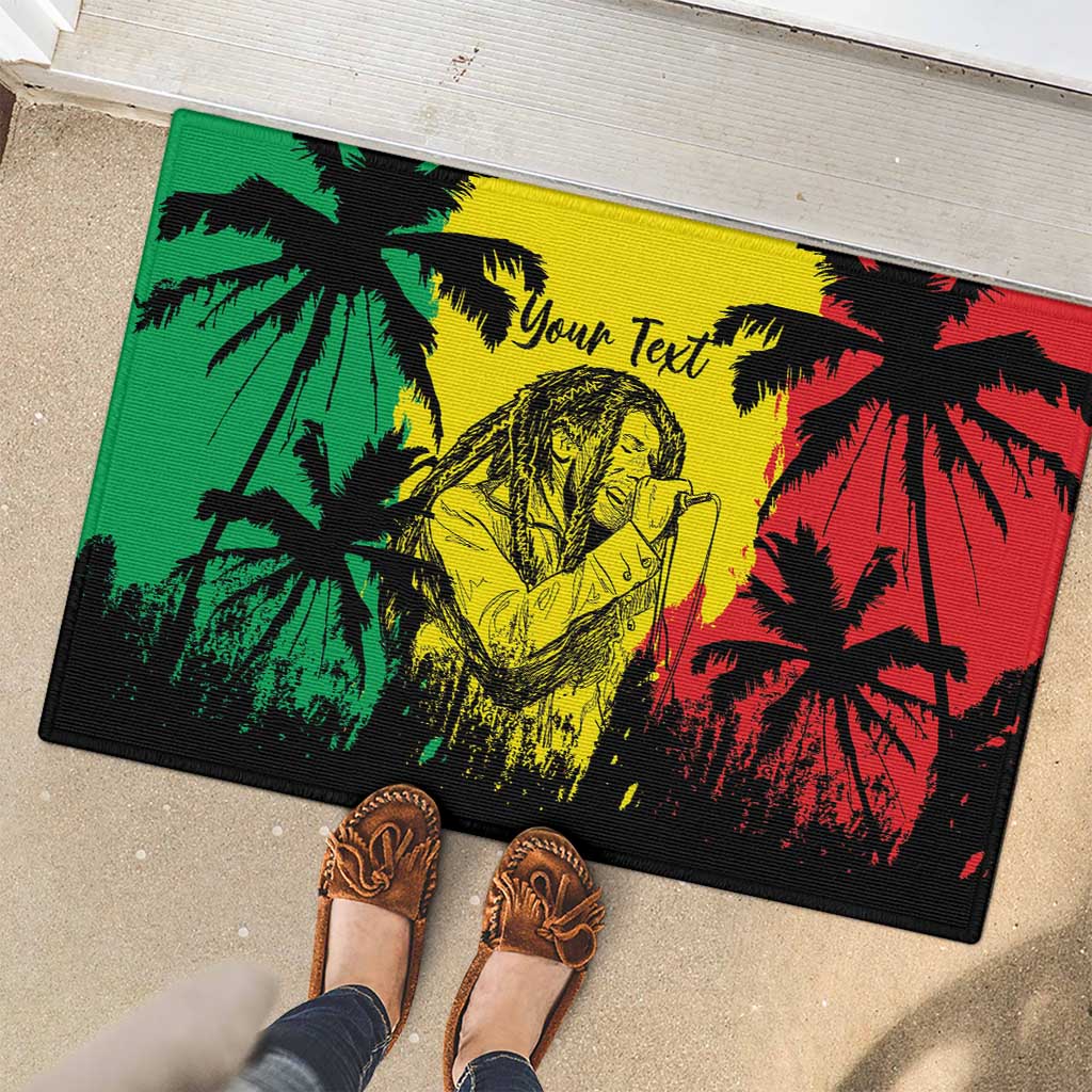 Reggae Soul B.Marley Personalized Rubber Doormat Tropical Grunge