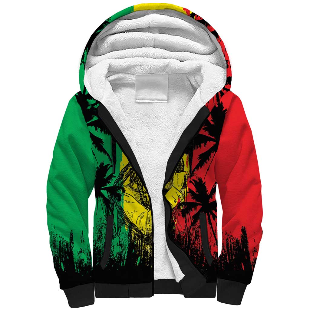 Reggae Soul B.Marley Personalized Sherpa Hoodie Tropical Grunge