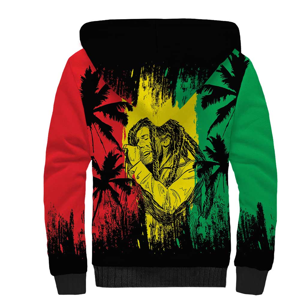 Reggae Soul B.Marley Personalized Sherpa Hoodie Tropical Grunge