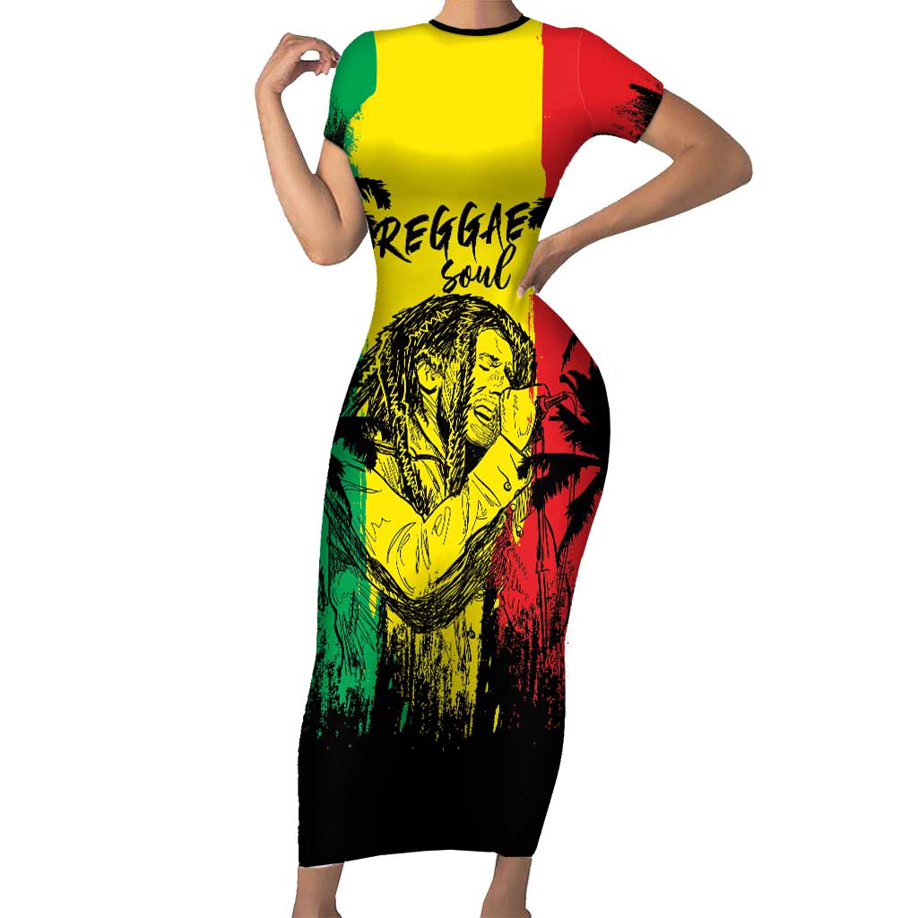 Reggae Soul B.Marley Personalized Short Sleeve Bodycon Dress Tropical Grunge