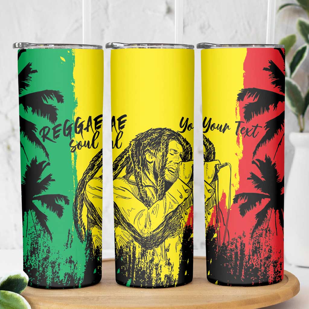 Reggae Soul B.Marley Personalized Skinny Tumbler Tropical Grunge