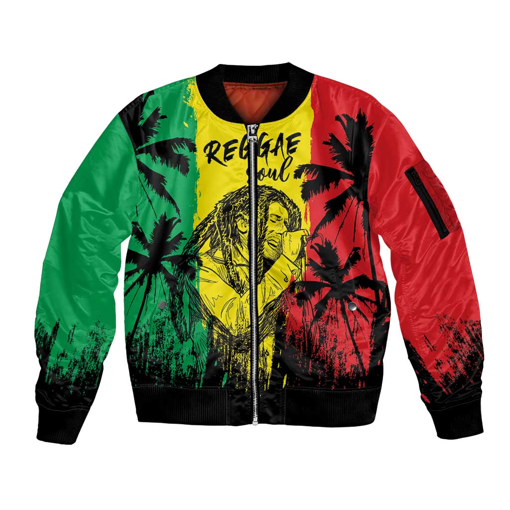 Reggae Soul B.Marley Personalized Sleeve Zip Bomber Jacket Tropical Grunge