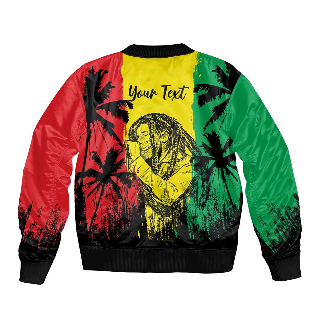 Reggae Soul B.Marley Personalized Sleeve Zip Bomber Jacket Tropical Grunge