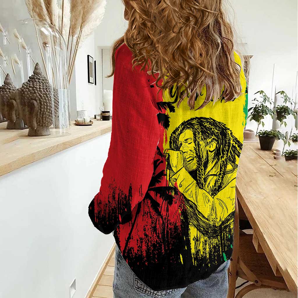 Reggae Soul B.Marley Personalized Women Casual Shirt Tropical Grunge