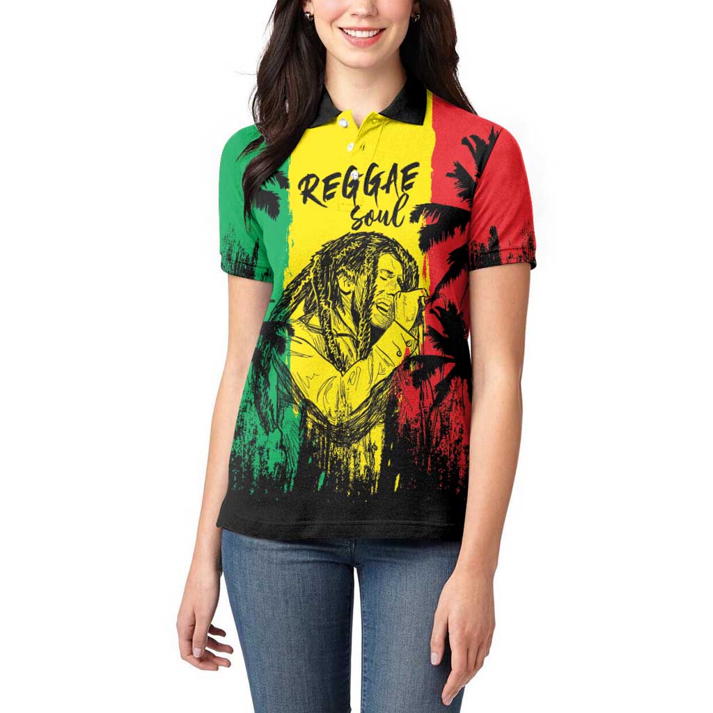 Reggae Soul B.Marley Personalized Women Polo Shirt Tropical Grunge