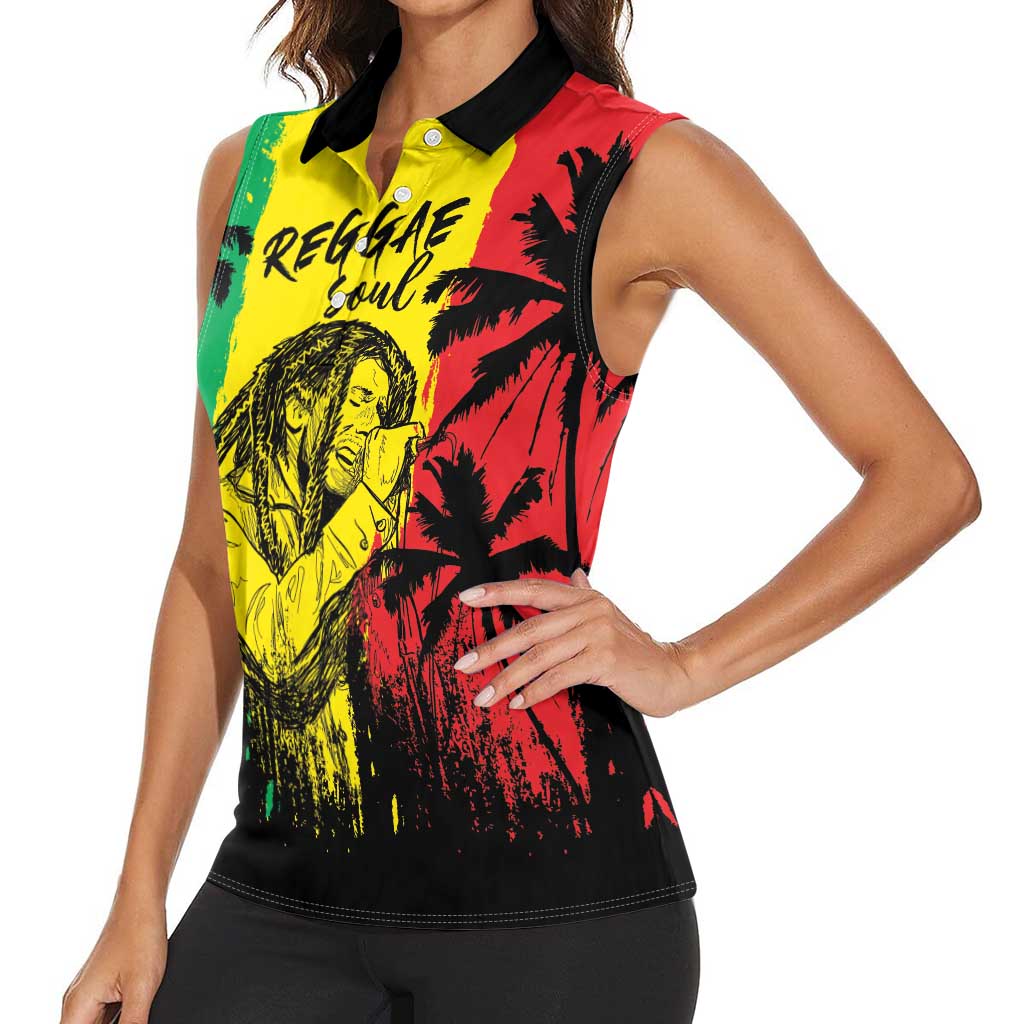 Reggae Soul B.Marley Personalized Women Sleeveless Polo Shirt Tropical Grunge