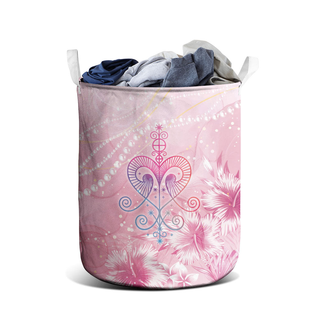 Afro Vodou Erzulie Freda Laundry Basket Hibiscus & Pearls