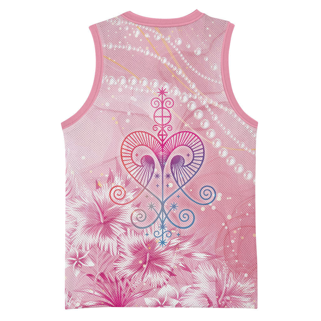 Afro Vodou Erzulie Freda Basketball Jersey Hibiscus & Pearls