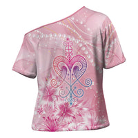 Afro Vodou Erzulie Freda Cross Shoulder Shirt Hibiscus & Pearls