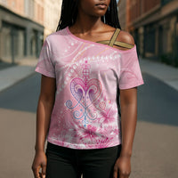 Afro Vodou Erzulie Freda Cross Shoulder Shirt Hibiscus & Pearls