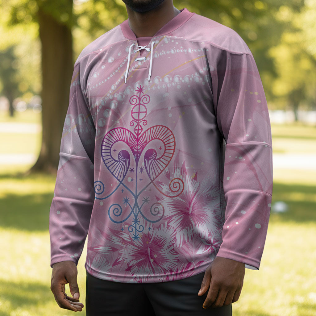 Afro Vodou Erzulie Freda Hockey Jersey Hibiscus & Pearls
