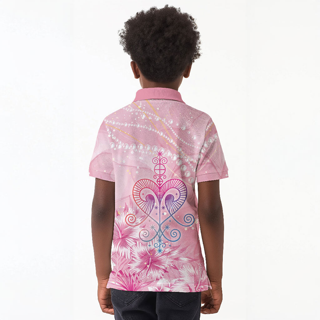 Afro Vodou Erzulie Freda Kid Polo Shirt Hibiscus & Pearls
