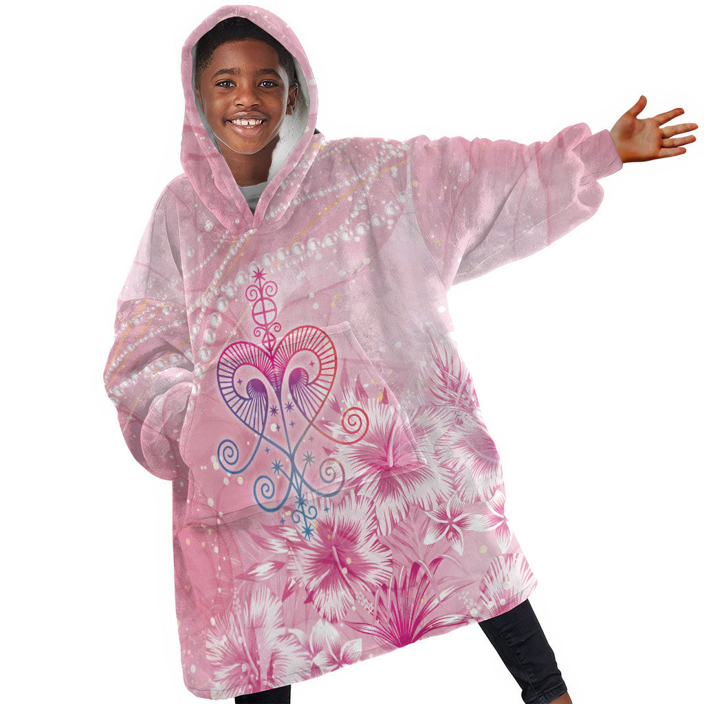 Afro Vodou Erzulie Freda Kid Wearable Blanket Hoodie Hibiscus & Pearls