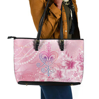 Afro Vodou Erzulie Freda Leather Tote Bag Hibiscus & Pearls