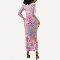 Afro Vodou Erzulie Freda Long Sleeve Bodycon Dress Hibiscus & Pearls