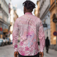 Afro Vodou Erzulie Freda Long Sleeve Button Shirt Hibiscus & Pearls