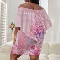 Afro Vodou Erzulie Freda Off Shoulder Short Dress Hibiscus & Pearls