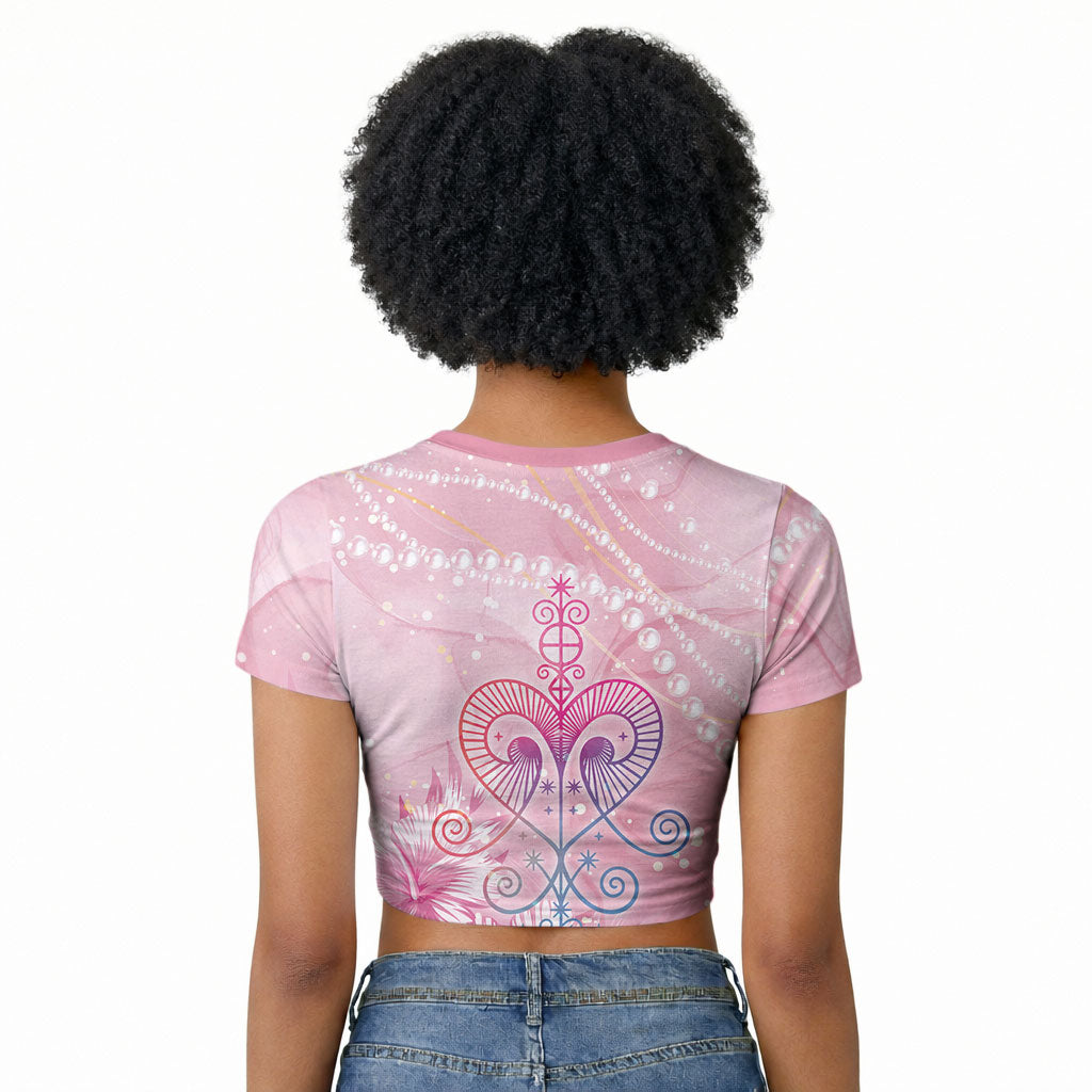 Afro Vodou Erzulie Freda Raglan Cropped T shirt Hibiscus & Pearls