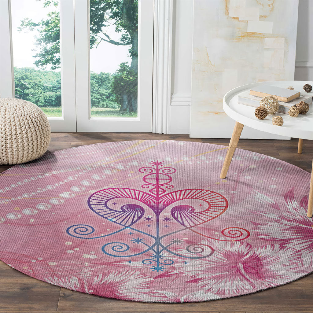 Afro Vodou Erzulie Freda Round Carpet Hibiscus & Pearls