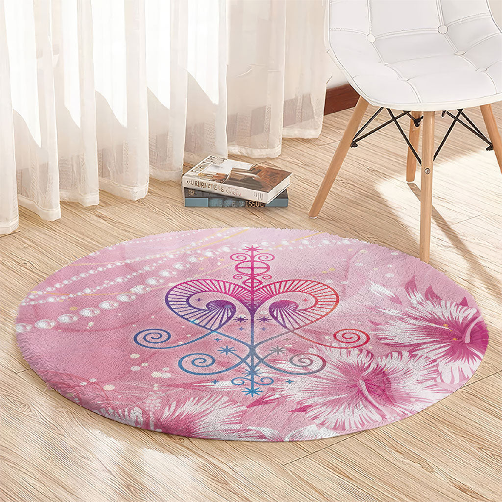 Afro Vodou Erzulie Freda Round Carpet Hibiscus & Pearls