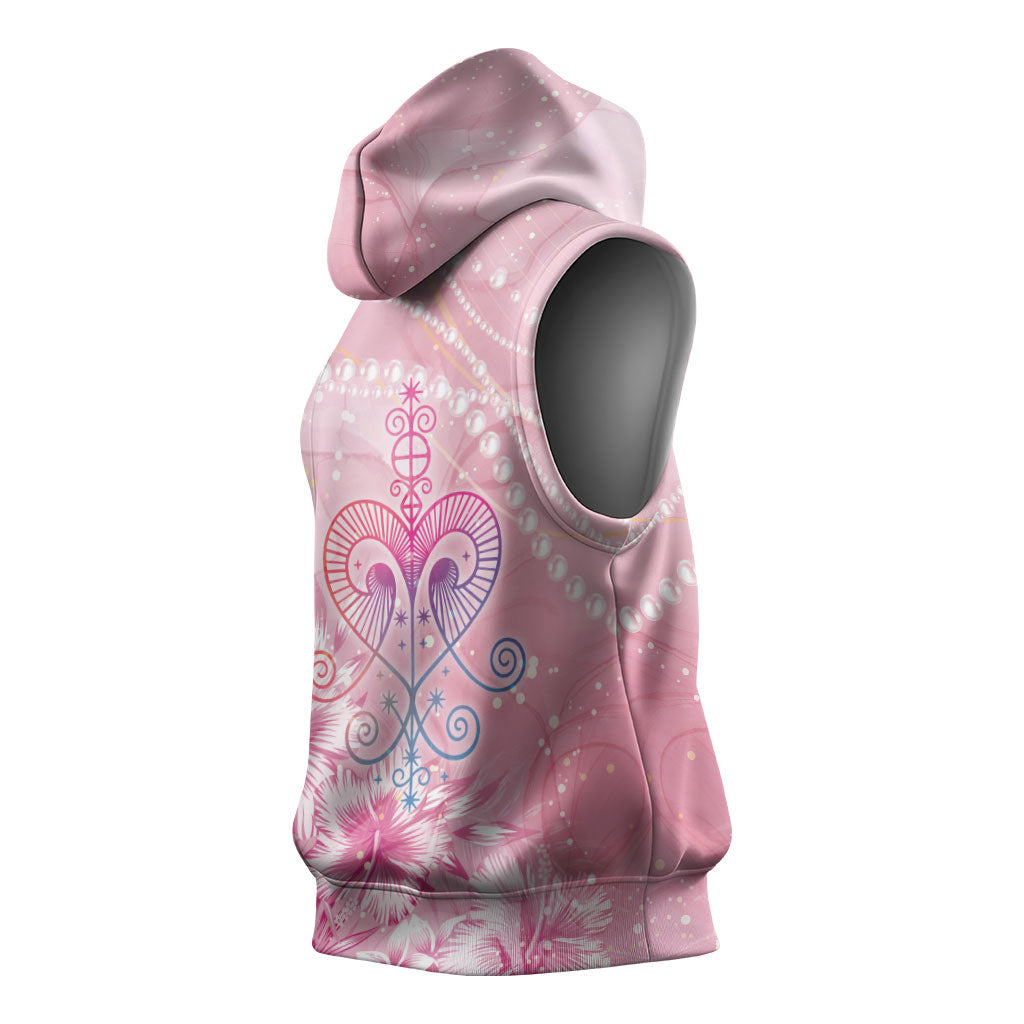 Afro Vodou Erzulie Freda Sleeveless Hoodie Hibiscus & Pearls