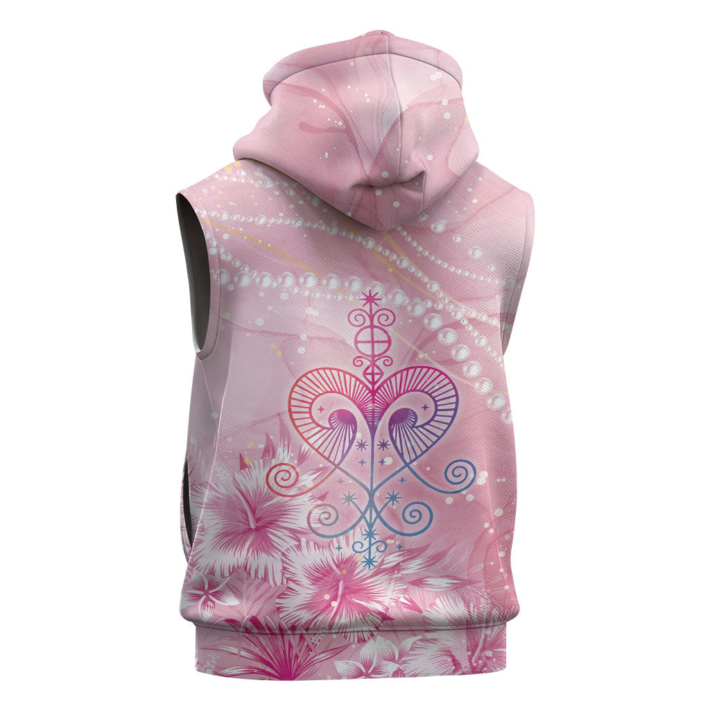 Afro Vodou Erzulie Freda Sleeveless Zip Hoodie Hibiscus & Pearls