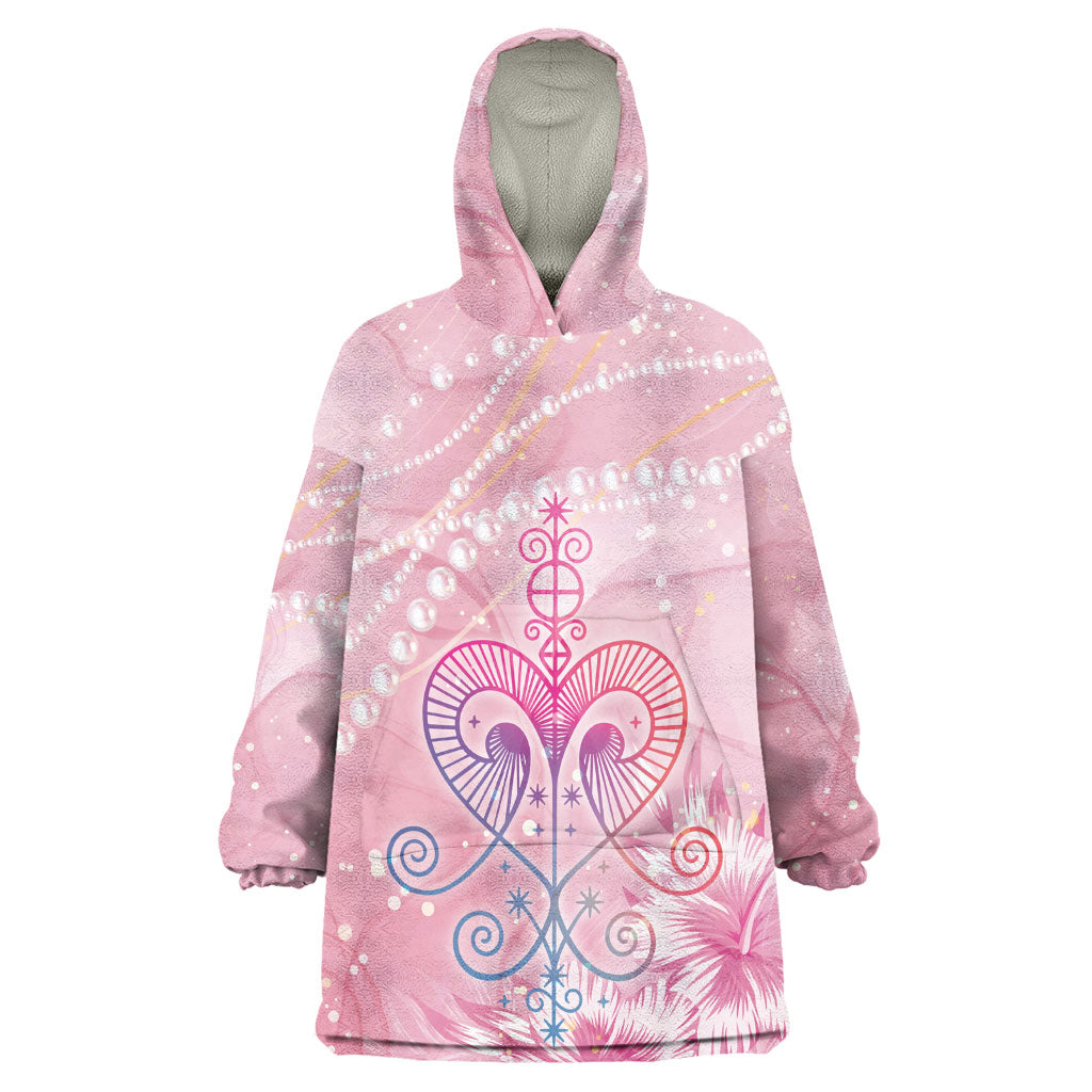 Afro Vodou Erzulie Freda Wearable Blanket Hoodie Hibiscus & Pearls