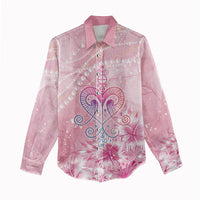 Afro Vodou Erzulie Freda Women Casual Shirt Hibiscus & Pearls