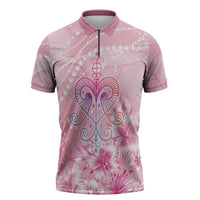 Afro Vodou Erzulie Freda Zipper Polo Shirt Hibiscus & Pearls