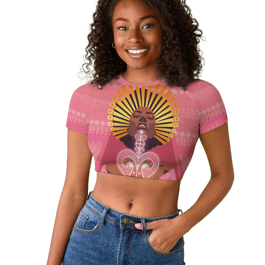 Afro Vodou Erzulie Freda Goddess Raglan Cropped T shirt