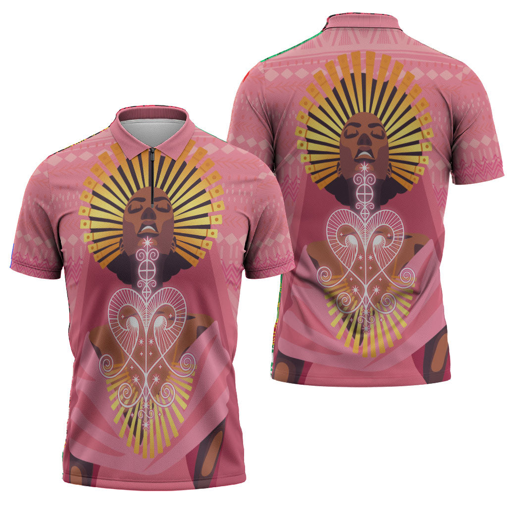 Afro Vodou Erzulie Freda Goddess Zipper Polo Shirt