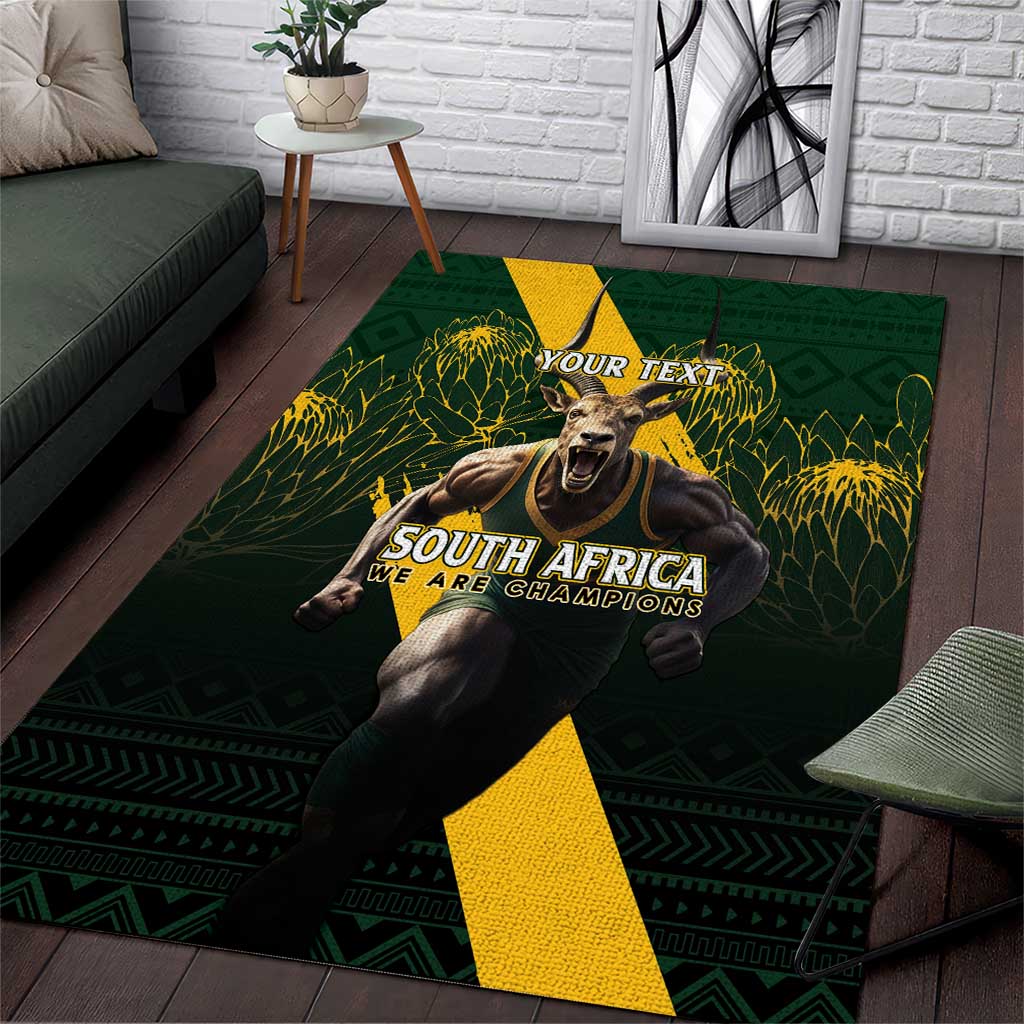 Personalised South Africa Rugby Area Rug Proud Bokke We Are Champions LT7 - Wonder Print Shop