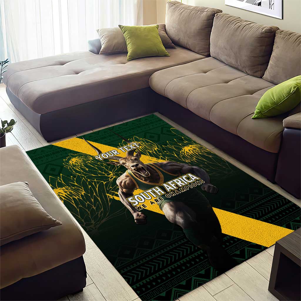 Personalised South Africa Rugby Area Rug Proud Bokke We Are Champions LT7 - Wonder Print Shop